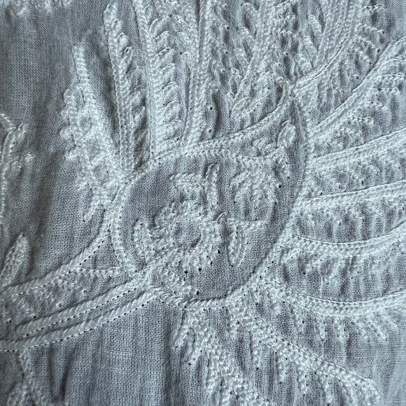 J Crew Embroidered Lace Trim Button Up Shirt In Cotton Voile Size 2 White FLAWS - Picture 8 of 16